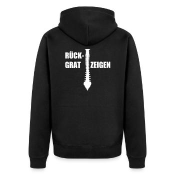 Rückgrat Zeigen - Unisex Premium Bio Zip Hoodie - Schwarz - Hinten - Nico (187cm)