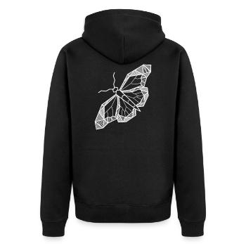Schmetterling geometrisch Geschenk Linien Hipster - Unisex Premium Bio Zip Hoodie - Schwarz - Hinten - Nico (187cm)