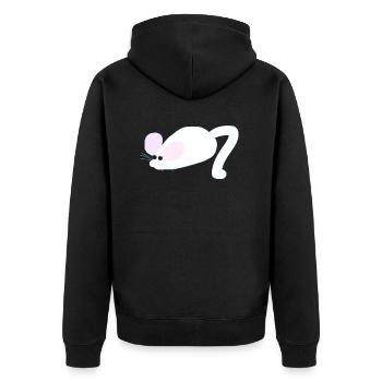 Niedlicher Kinder- / Babymausentwurf - Unisex Premium Bio Zip Hoodie - Schwarz - Hinten - Nico (187cm)