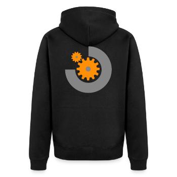 2 Zahnraeder - Unisex Premium Bio Zip Hoodie - Schwarz - Hinten - Nico (187cm)