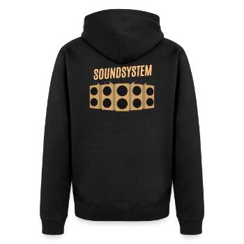 Soundsystem Dub Reggae - Unisex Premium Bio Zip Hoodie - Schwarz - Hinten - Nico (187cm)