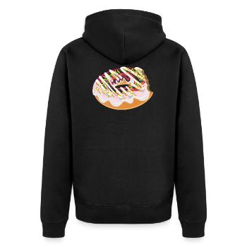 Donut Doughnut Lustiges Geschenk - Unisex Premium Bio Zip Hoodie - Schwarz - Hinten - Nico (187cm)