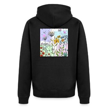 flowers - Unisex Premium Organic Zip Hoodie - black - Back - Nico (187cm)