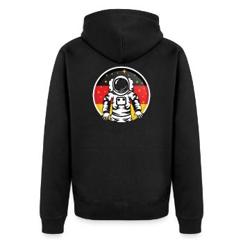 Astronaut Deutschland Flagge Sterne Mond Geschenk - Unisex Premium Bio Zip Hoodie - Schwarz - Hinten - Nico (187cm)