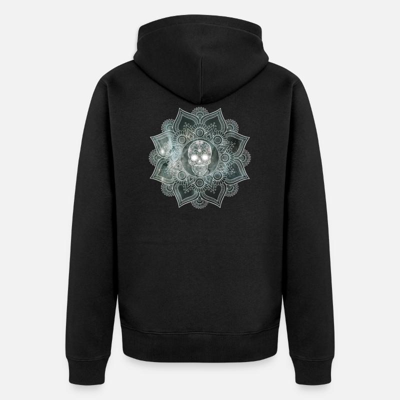 Crâne de Mandala - Veste à capuche bio Premium Unisexe - noir
