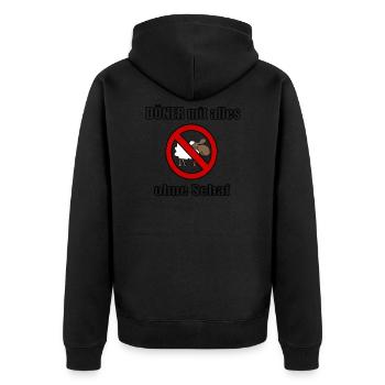 Döner mit alles ohne Schaf - Unisex Premium Bio Zip Hoodie - Schwarz - Hinten - Nico (187cm)