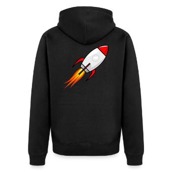 Rocket - Unisex Premium Bio Zip Hoodie - Schwarz - Hinten - Nico (187cm)