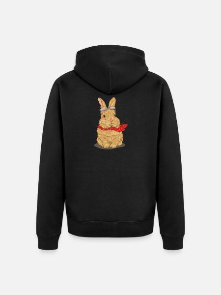 Lapin doux avec écharpe - Veste à capuche bio Premium Unisexe - noir