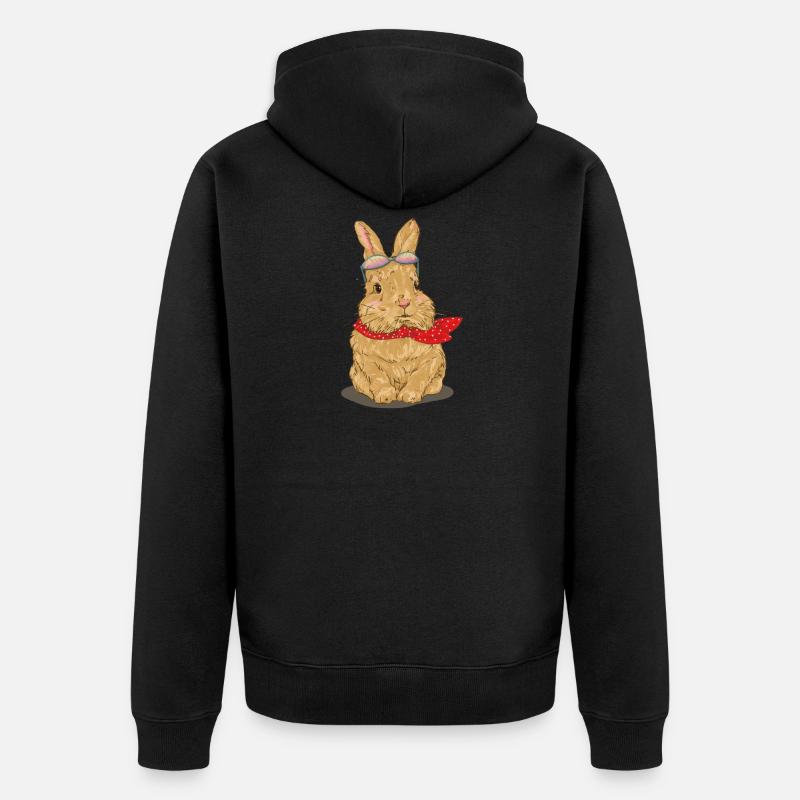 Lapin doux avec écharpe - Veste à capuche bio Premium Unisexe - noir