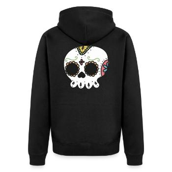Skull - Unisex Premium Organic Zip Hoodie - black - Back - Nico (187cm)