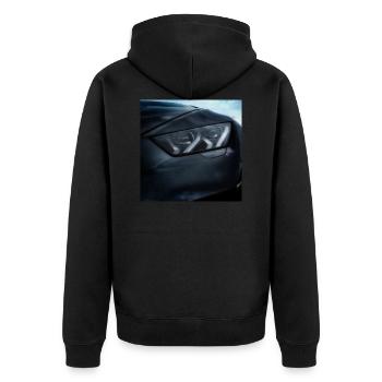 Lambo - Unisex Premium Bio Zip Hoodie - Schwarz - Hinten - Nico (187cm)