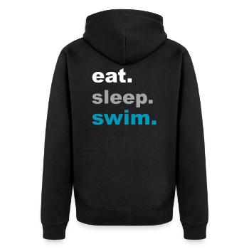 Eating, sleeping, swimming! - Gift - Unisex Premium Organic Zip Hoodie - black - Back - Nico (187cm)