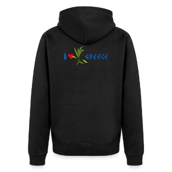 Ich liebe Griechenland mit Olivenbäumen - Unisex Premium Bio Zip Hoodie - Schwarz - Hinten - Nico (187cm)
