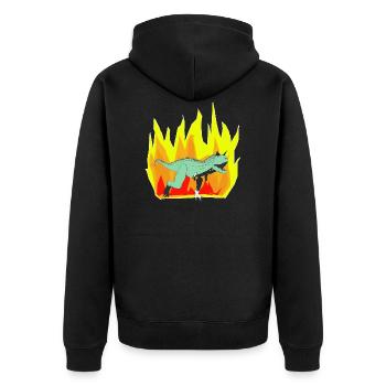 Dinopower - Super Carnotaur - Unisex Premium Organic Zip Hoodie - black - Back - Nico (187cm)