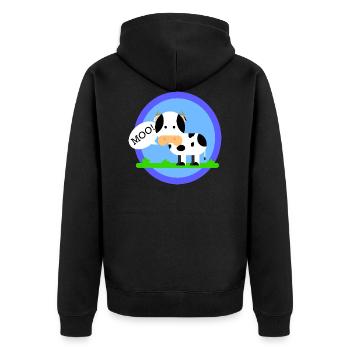 Die Kuh macht Muh! - Unisex Premium Bio Zip Hoodie - Schwarz - Hinten - Nico (187cm)