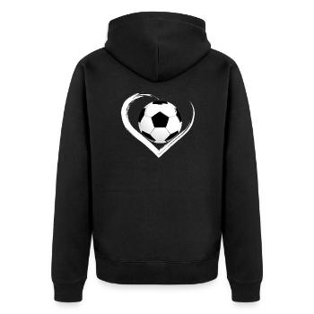 Fußball mit Herz - Unisex Premium Bio Zip Hoodie - Schwarz - Hinten - Nico (187cm)