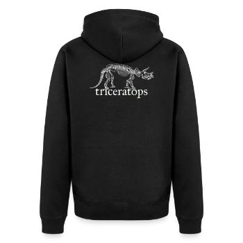 Triceratops Dinosaurier - Unisex Premium Bio Zip Hoodie - Schwarz - Hinten - Nico (187cm)