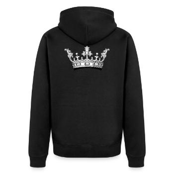 Krone König Prinzessin vintage gezeichnet - Unisex Premium Bio Zip Hoodie - Schwarz - Hinten - Nico (187cm)