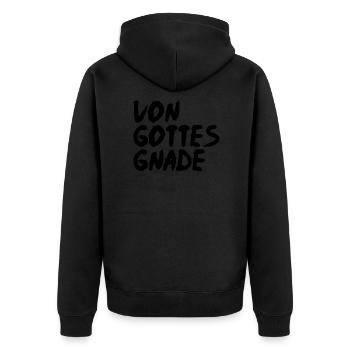 Gnade - Unisex Premium Bio Zip Hoodie - Schwarz - Hinten - Nico (187cm)