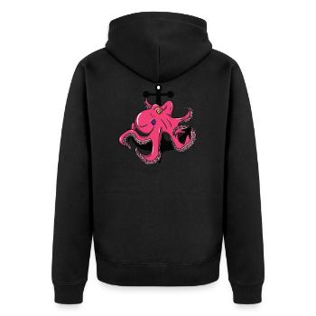 Octopus - Tintenfisch - Anker - Unisex Premium Bio Zip Hoodie - Schwarz - Hinten - Nico (187cm)