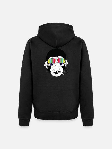 Monkey Gorilla Cigarette Sunglasses - Unisex Premium Organic Zip Hoodie - black