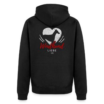 Windhund Liebe mit Herz - Unisex Premium Bio Zip Hoodie - Schwarz - Hinten - Nico (187cm)