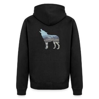 Wolf Winter Mountains Snow Nature Gift Idea Cool - Unisex Premium Organic Zip Hoodie - black - Back - Nico (187cm)