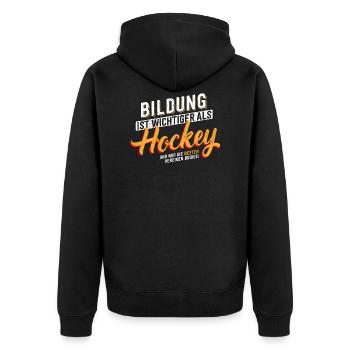 Education is important - hockey - Unisex Premium Organic Zip Hoodie - black - Back - Nico (187cm)