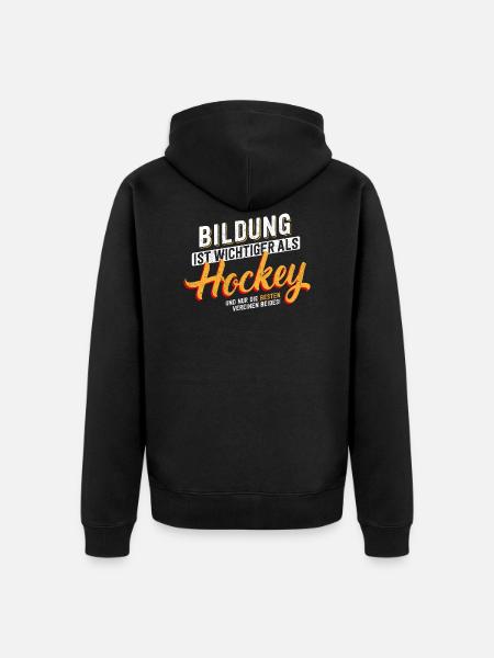 Education is important - hockey - Unisex Premium Organic Zip Hoodie - black