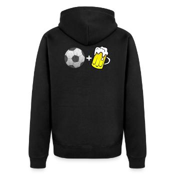 Fussball und Bier - Unisex Premium Bio Zip Hoodie - Schwarz - Hinten - Nico (187cm)