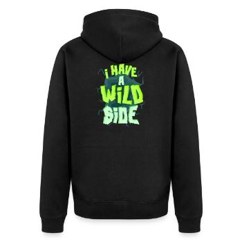 t shirt mit spruch - Wild Side - Unisex Premium Bio Zip Hoodie - Schwarz - Hinten - Nico (187cm)