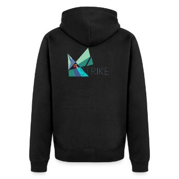 Strike - Streik, Arbeitsverweigerung - Unisex Premium Bio Zip Hoodie - Schwarz - Hinten - Nico (187cm)