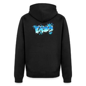 Enzo Style Graffiti - Unisex Premium Organic Zip Hoodie - black - Back - Nico (187cm)