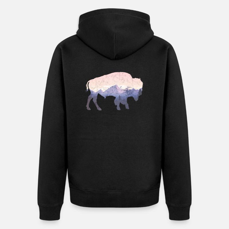 Bison utilisé look - Veste à capuche bio Premium Unisexe - noir