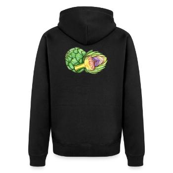 Artischocke - Unisex Premium Bio Zip Hoodie - Schwarz - Hinten - Nico (187cm)
