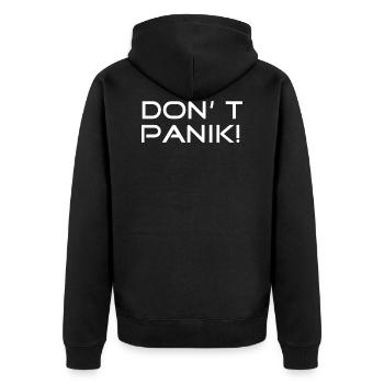 Don't panic! Hitchhiker - Unisex Premium Organic Zip Hoodie - black - Back - Nico (187cm)