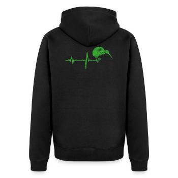 Kiwi Vogel NZ Neuseeland Geschenk - Unisex Premium Bio Zip Hoodie - Schwarz - Hinten - Nico (187cm)