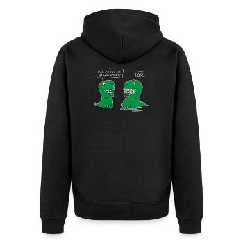 Funny Dino "Dude Did You Eat The Last Unicorn?" - Unisex Premium Bio Zip Hoodie - Schwarz - Hinten - Nico (187cm)