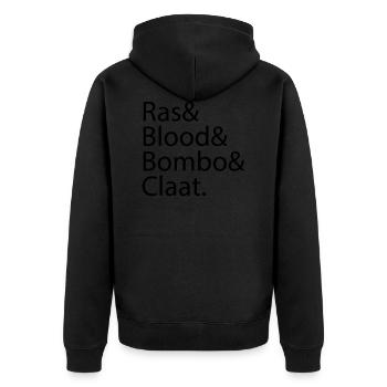 Ras Blood Bombo Claat - Unisex Premium Organic Zip Hoodie - black - Back - Nico (187cm)