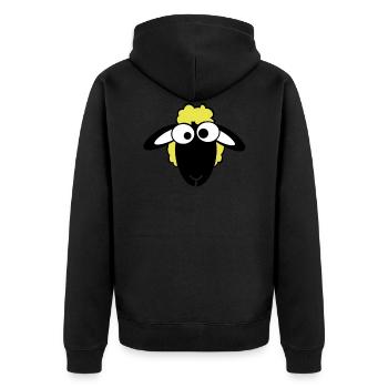 sheep color - Unisex Premium Bio Zip Hoodie - Schwarz - Hinten - Nico (187cm)