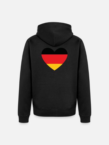 Herz Deutschlandflagge schwarz rot gold - Unisex Premium Bio Zip Hoodie - Schwarz