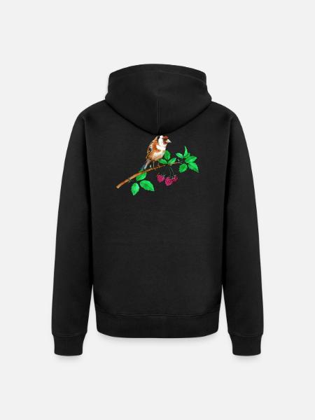 Goldfinch and raspberry - Unisex Premium Organic Zip Hoodie - black