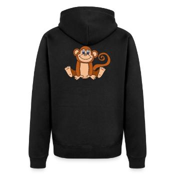 Affe - Unisex Premium Bio Zip Hoodie - Schwarz - Hinten - Nico (187cm)