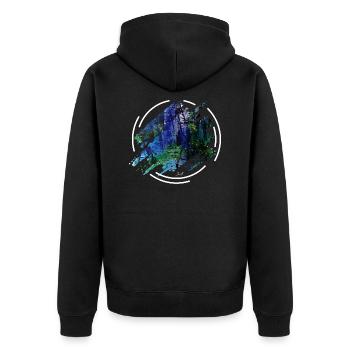 Modern circle Art - Unisex Premium Bio Zip Hoodie - Schwarz - Hinten - Nico (187cm)