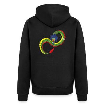 Drachen - Unendlichkeit - chinesischer Drache - Unisex Premium Bio Zip Hoodie - Schwarz - Hinten - Nico (187cm)