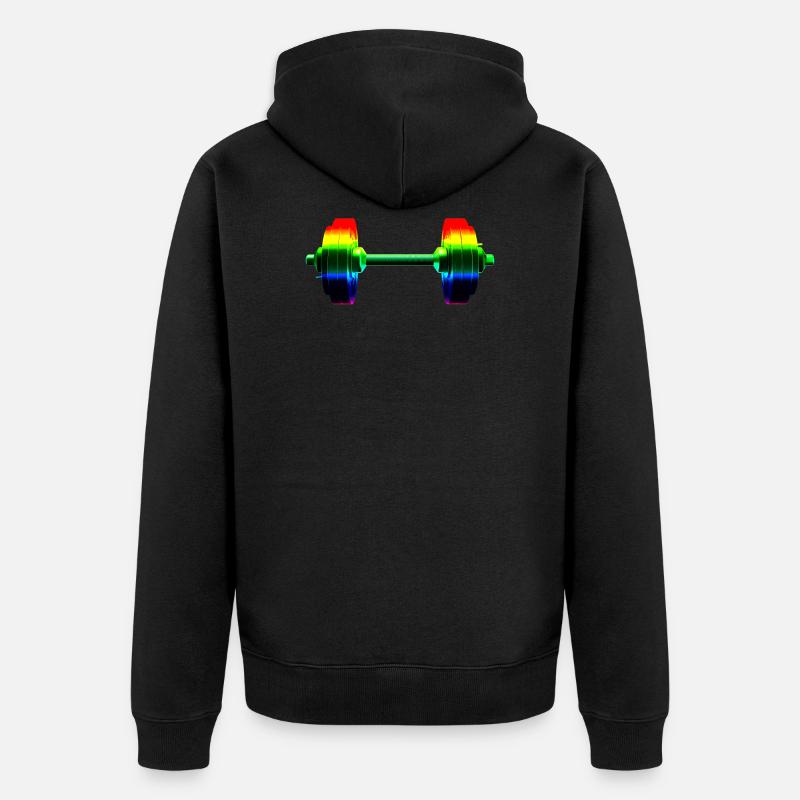 Haltère arc-en-ciel - Veste à capuche bio Premium Unisexe - noir