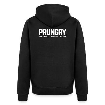 Prungry Pregnant Hungry Angry Pregnant Hungry - Unisex Premium Organic Zip Hoodie - black - Back - Nico (187cm)