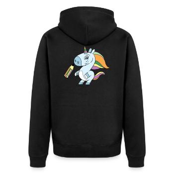 Dessin de Licorne - Veste à capuche bio Premium Unisexe - noir - Dos - Nico (187cm)