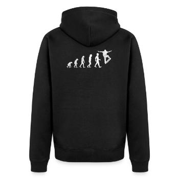 Skateboarder Skater Longboard Geschenk Evolution - Unisex Premium Bio Zip Hoodie - Schwarz - Hinten - Nico (187cm)