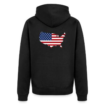 Map USA - Unisex Premium Organic Zip Hoodie - black - Back - Nico (187cm)